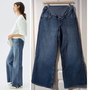H&M | Mama Wide Leg, High Rib Maternity Jeans In Blue